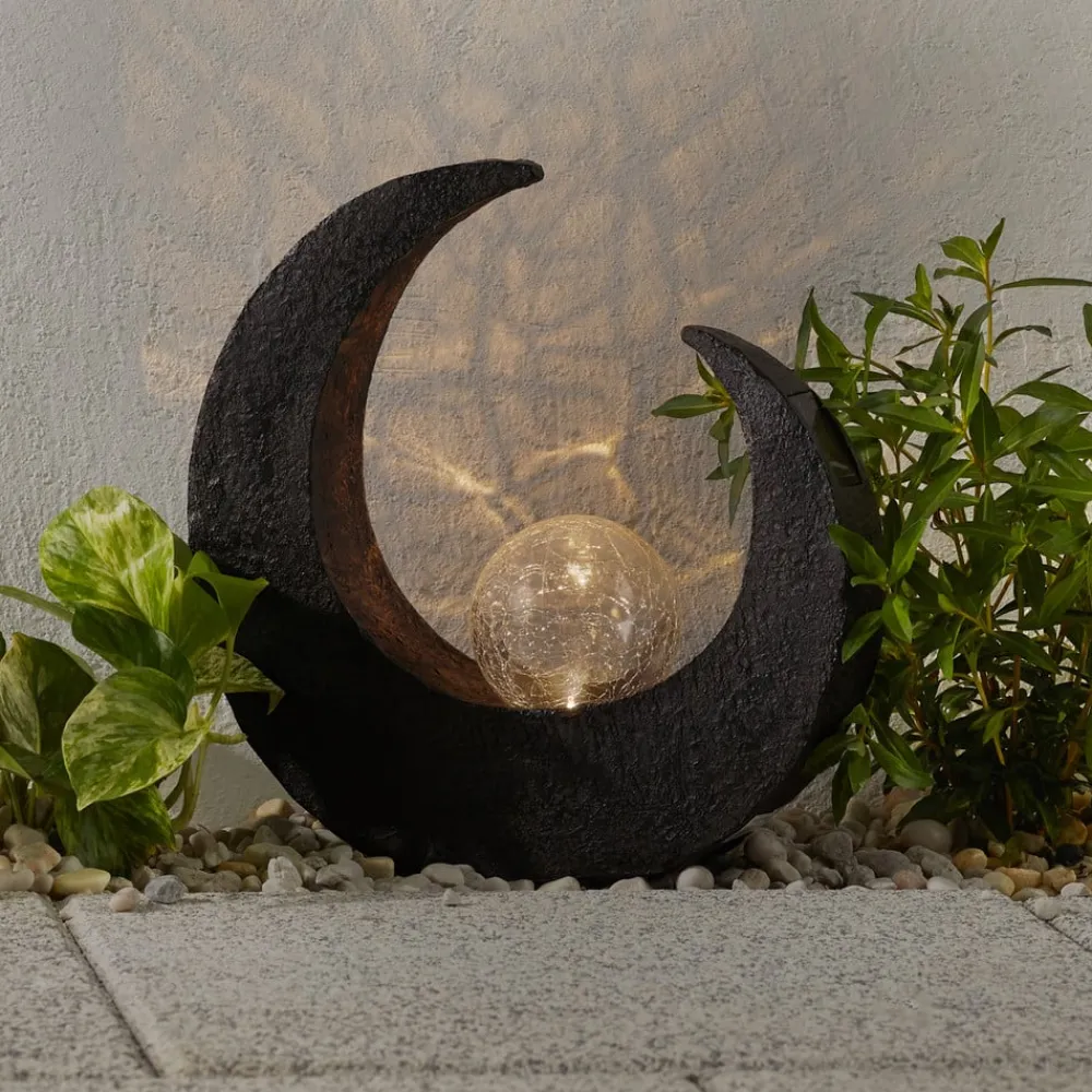 Lindby Dekorationsbelysning|Solcellelamper > LED-dekorationslampe Adem, rustbrun, glas, 31 cm