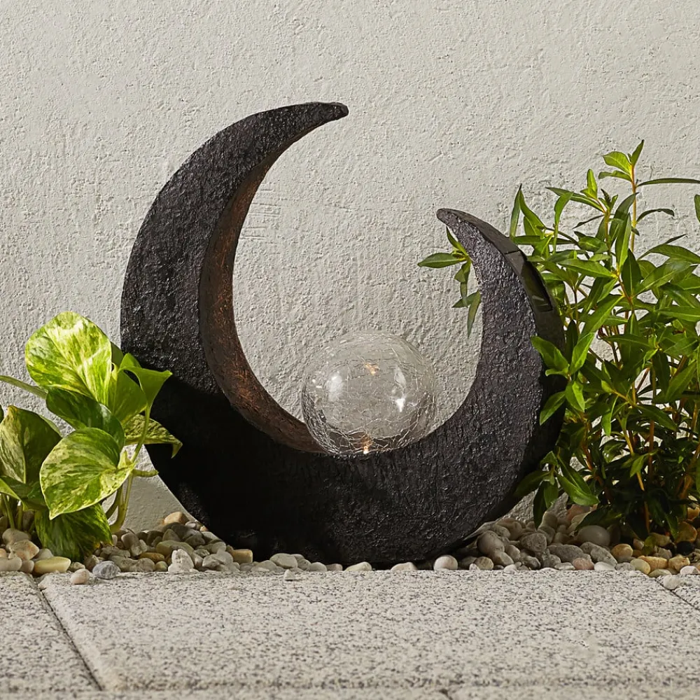 Lindby Dekorationsbelysning|Solcellelamper > LED-dekorationslampe Adem, rustbrun, glas, 31 cm