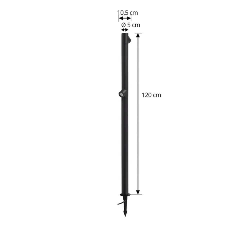 Lindby Terrassebelysning|Udendørs Spot > LED-gadelampe Luzian, højde 120 cm, sort, jordspyd