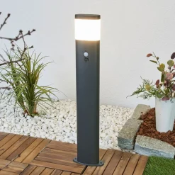 Lindby Gadebelysning Med Sensor|Gadebelysning > LED-gadelampe Marius, 80 cm, antracit, sensor