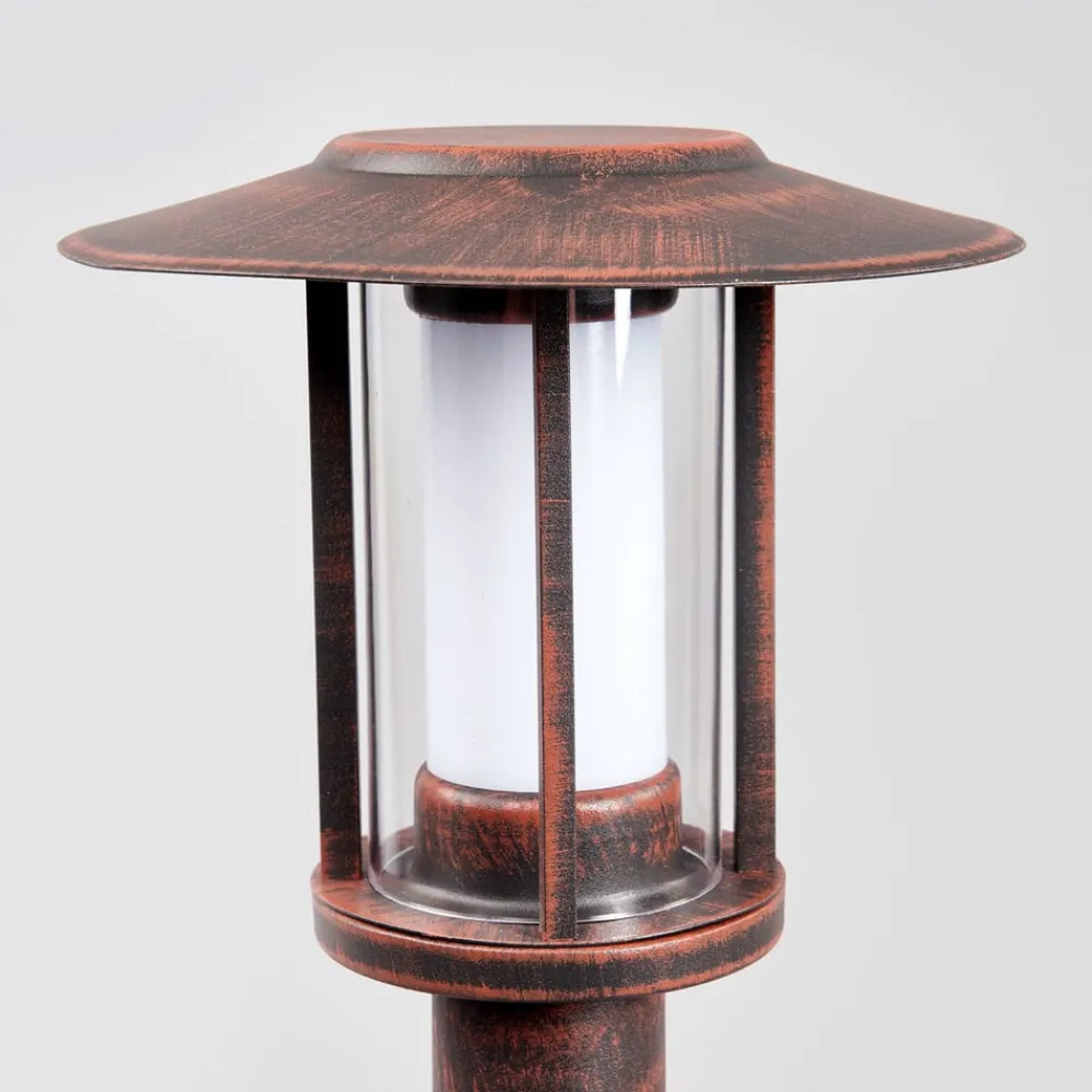Terrassebelysning ^ Lindby LED-gadelampe Pavlos, 76 cm, rustfarvet, stål