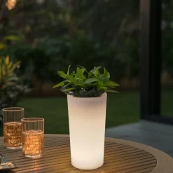 Lindby Dekorationsbelysning|Terrassebelysning > LED genopladelig blomstervase Florista, RGB, IP54, Ø 12cm, hvid
