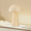 Bordlamper ^ Lindby LED genopladelig bordlampe Nevijo, beige, Ø20cm, USB, dæmper