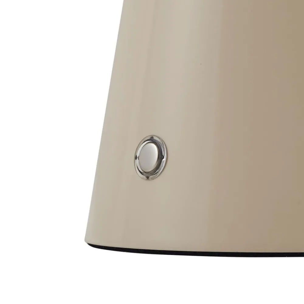 Bordlamper ^ Lindby LED genopladelig bordlampe Nevijo, beige, Ø20cm, USB, dæmper