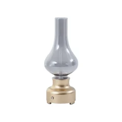 Lindby Bordlamper > LED genopladelig bordlampe Maxentius guldfarvet glas dæmper