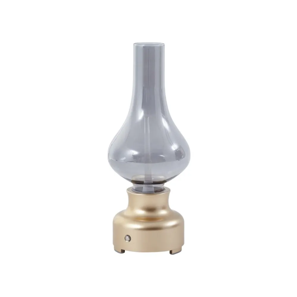 Lindby Bordlamper > LED genopladelig bordlampe Maxentius guldfarvet glas dæmper
