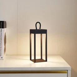 Lindby Gang|Bordlamper > LED genopladelig bordlampe Iruna, sort, metal, 27 cm, dæmpbar.