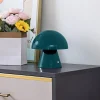 Bordlamper ^ Lindby LED genopladelig bordlampe Nevijo, petrol, Ø18cm, USB, dæmper