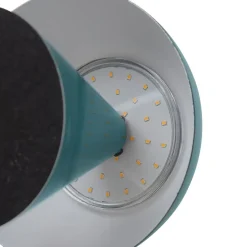 Bordlamper ^ Lindby LED genopladelig bordlampe Nevijo, petrol, Ø18cm, USB, dæmper