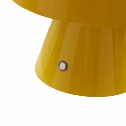Bordlamper ^ Lindby LED genopladelig bordlampe Nevijo, gul, Ø18cm, USB, dæmper