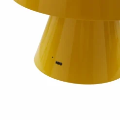 Bordlamper ^ Lindby LED genopladelig bordlampe Nevijo, gul, Ø18cm, USB, dæmper