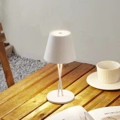 Terrassebelysning|Bordlamper ^ Lindby LED genopladelig bordlampe Janea CROSS, hvid, metal