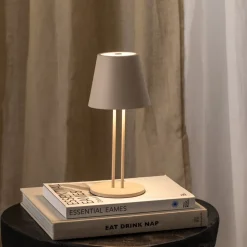 Lindby Dekorationsbelysning|Bordlamper > LED genopladelig bordlampe Janea TWIN, beige, metal