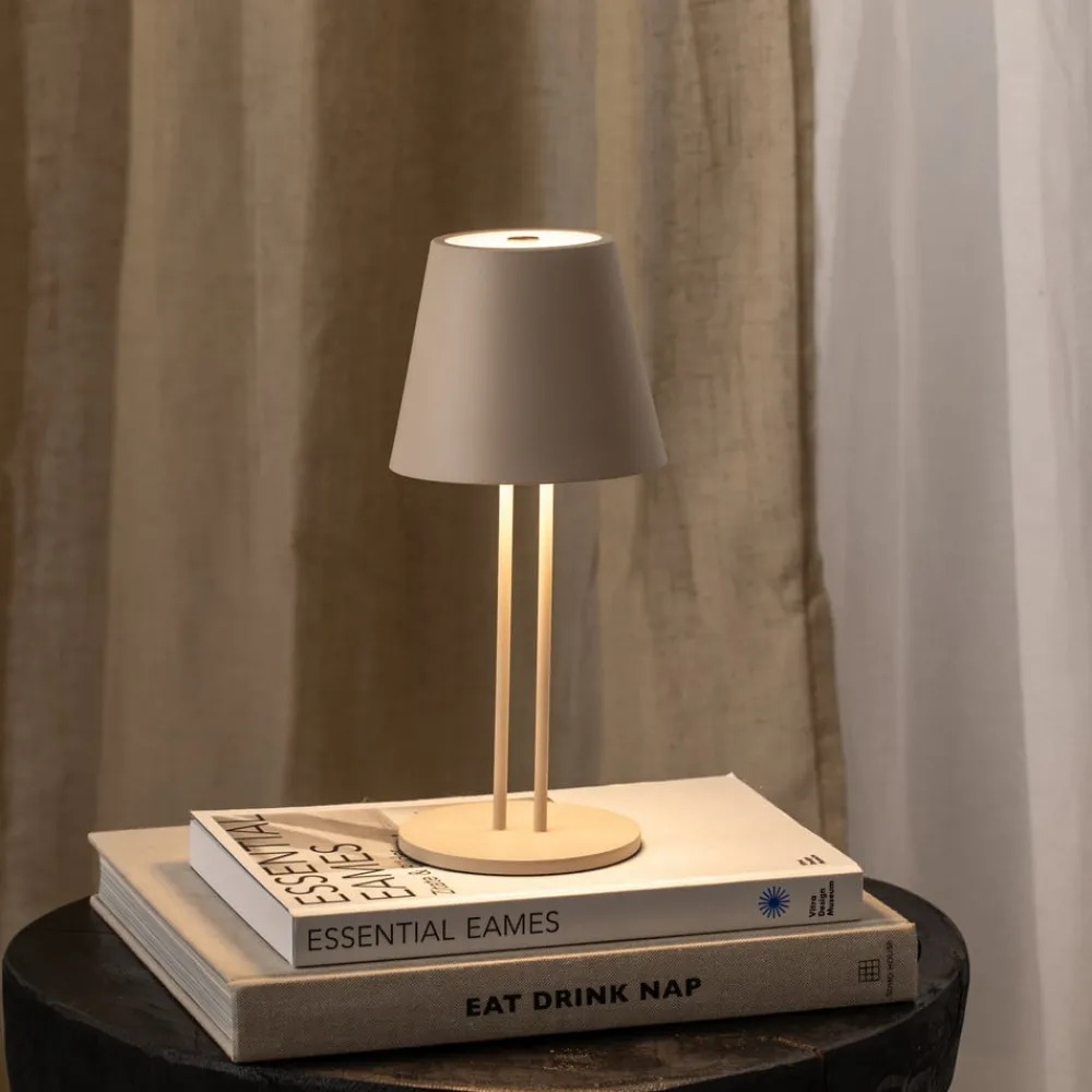 Lindby Dekorationsbelysning|Bordlamper > LED genopladelig bordlampe Janea TWIN, beige, metal