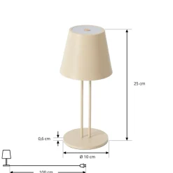 Lindby Dekorationsbelysning|Bordlamper > LED genopladelig bordlampe Janea TWIN, beige, metal