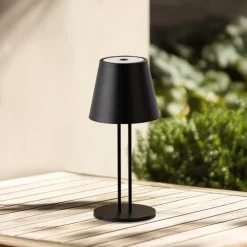 Lindby Dekorationsbelysning|Terrassebelysning > LED genopladelig bordlampe Janea TWIN, sort, metal