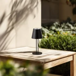 Lindby Dekorationsbelysning|Terrassebelysning > LED genopladelig bordlampe Janea TWIN, sort, metal