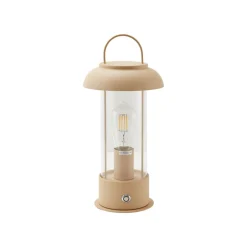 Dekorationsbelysning|Terrassebelysning ^ Lindby LED genopladelig bordlampe Yvette, abrikos-beige, IP44, touch