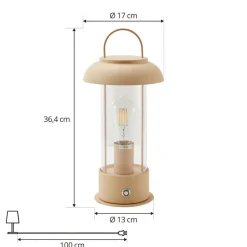 Dekorationsbelysning|Terrassebelysning ^ Lindby LED genopladelig bordlampe Yvette, abrikos-beige, IP44, touch