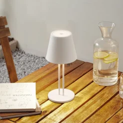 Dekorationsbelysning|Terrassebelysning ^ Lindby LED genopladelig bordlampe Janea TWIN, hvid, metal