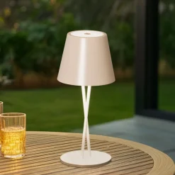Lindby Dekorationsbelysning|Terrassebelysning > LED genopladelig bordlampe Janea, CROSS, beige, metal