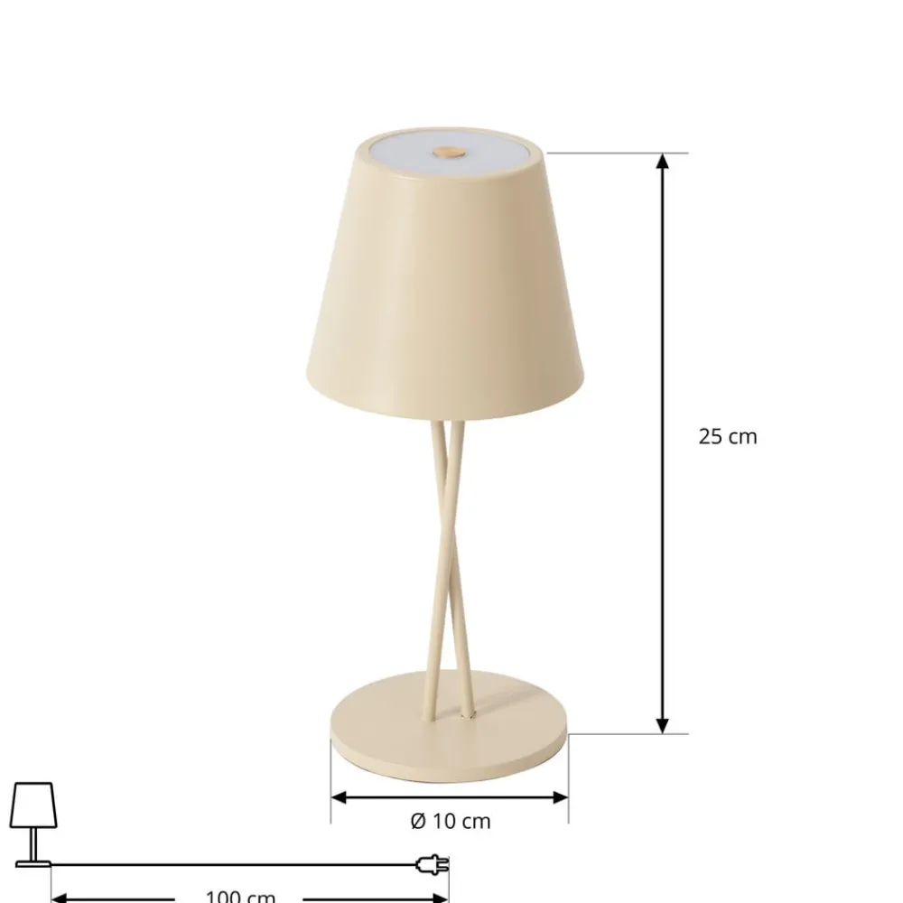 Lindby Dekorationsbelysning|Terrassebelysning > LED genopladelig bordlampe Janea, CROSS, beige, metal