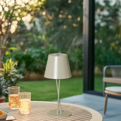 Dekorationsbelysning|Terrassebelysning ^ Lindby LED genopladelig bordlampe Janea CROSS, grøn, metal