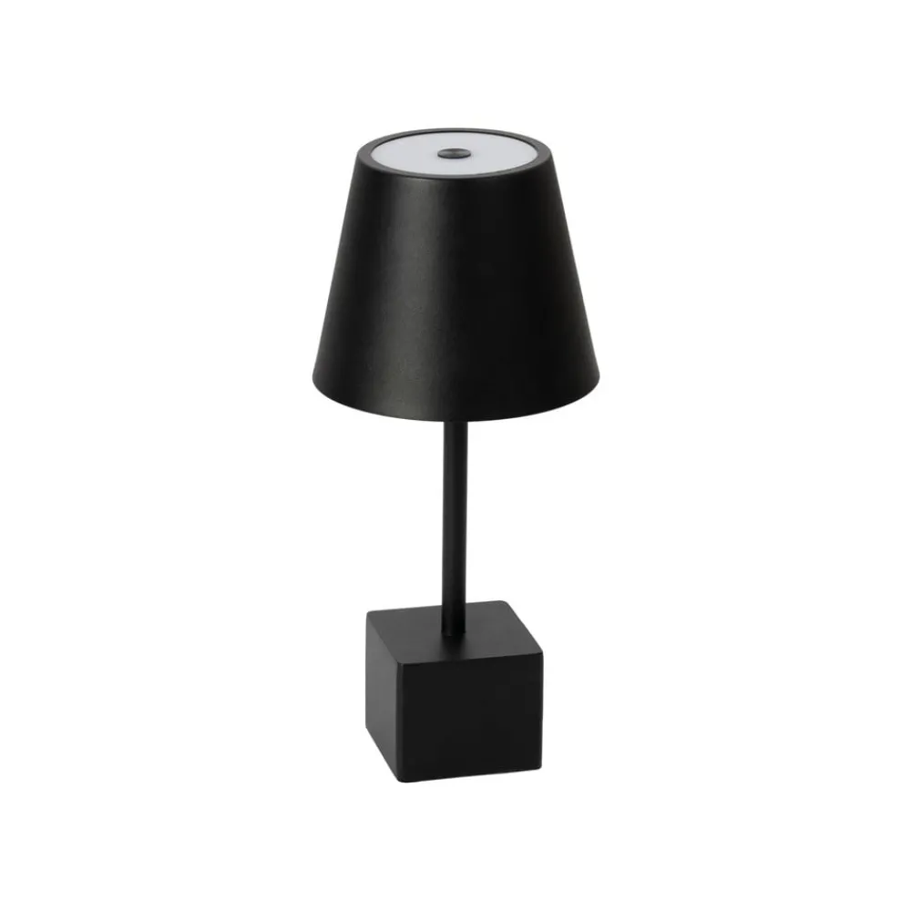 Lindby Dekorationsbelysning|Terrassebelysning > LED genopladelig bordlampe Janea CUBE, sort, metal