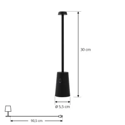 Dekorationsbelysning|Terrassebelysning ^ Lindby LED genopladelig bordlampe Noelani, højde 30 cm, IP44, dæmpbar