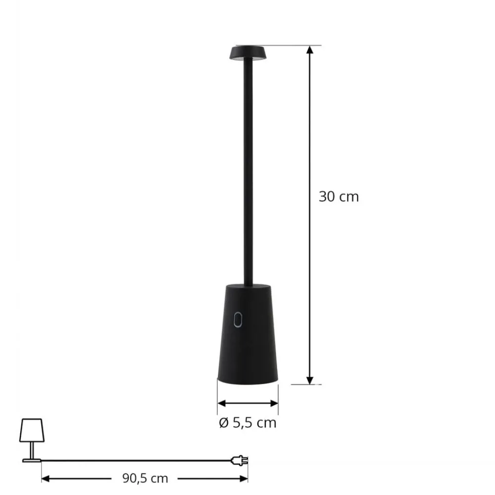 Dekorationsbelysning|Terrassebelysning ^ Lindby LED genopladelig bordlampe Noelani, højde 30 cm, IP44, dæmpbar