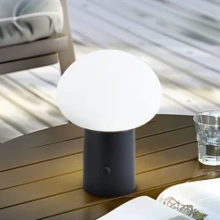 Lindby Dekorationsbelysning|Terrassebelysning > LED genopladelig bordlampe Zelie, sort, aluminium, IP44