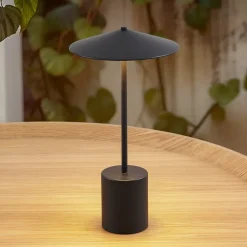 Dekorationsbelysning|Terrassebelysning ^ Lindby LED genopladelig bordlampe Ayva, sort, aluminium, IP44