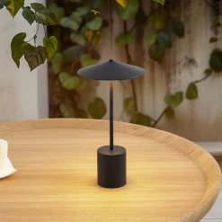 Dekorationsbelysning|Terrassebelysning ^ Lindby LED genopladelig bordlampe Ayva, sort, aluminium, IP44