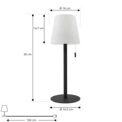 Lindby Dekorationsbelysning|Terrassebelysning > LED genopladelig lampe Azalea sort aluminium CCT højdejusterbar