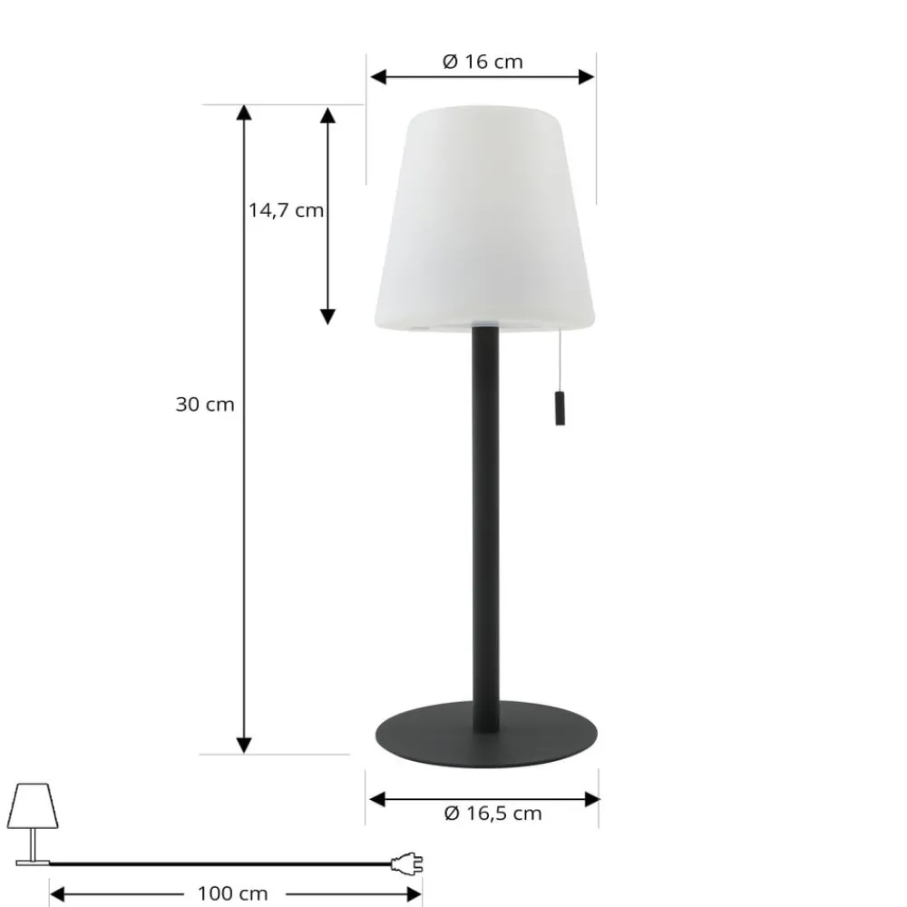Lindby Dekorationsbelysning|Terrassebelysning > LED genopladelig lampe Azalea sort aluminium CCT højdejusterbar