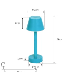 Lindby Dekorationsbelysning|Terrassebelysning > LED genopladelig lampe Gaja, blå, USB, IP44, RGBW, dæmpbar