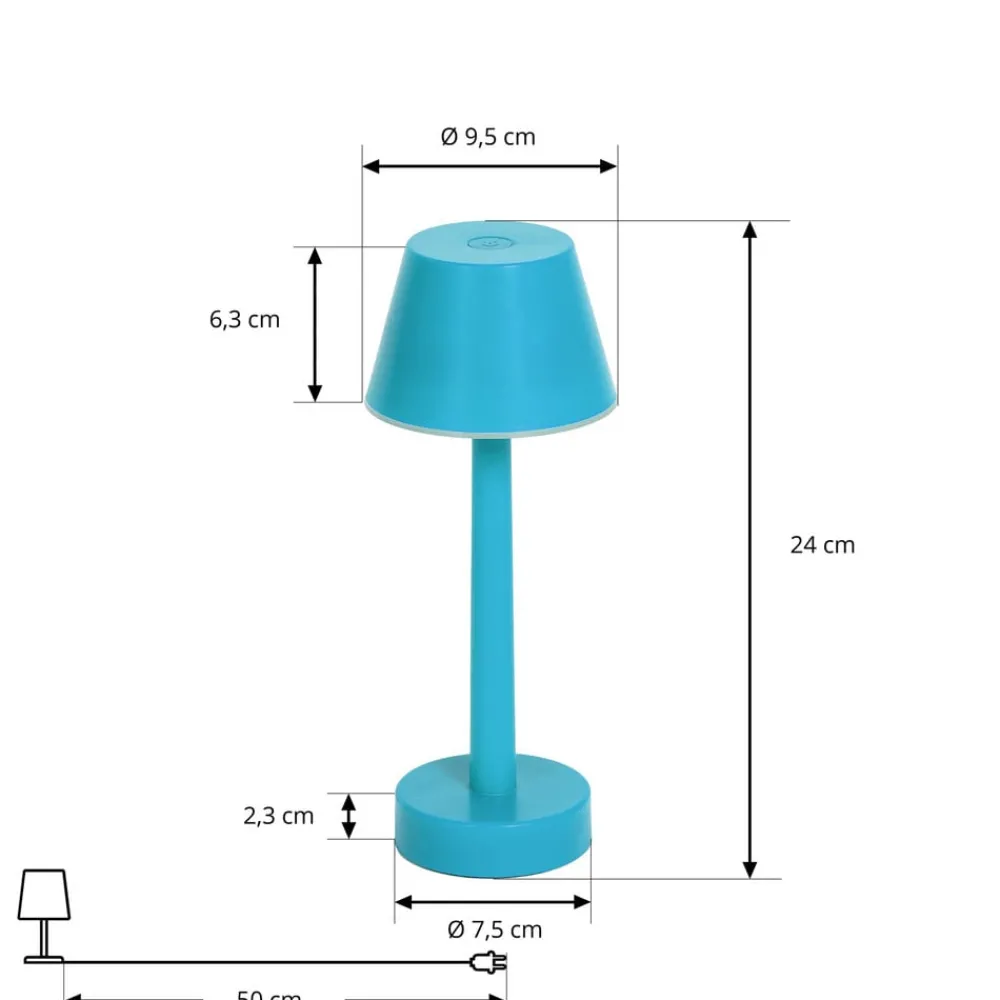 Lindby Dekorationsbelysning|Terrassebelysning > LED genopladelig lampe Gaja, blå, USB, IP44, RGBW, dæmpbar