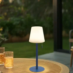 Lindby Dekorationsbelysning|Terrassebelysning > LED genopladelig lampe Azalea blå aluminium CCT højdejusterbar