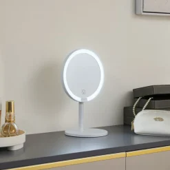 Lindby Møbel Og Interiør > LED genopladeligt spejl Renki, hvid, plast, dæmpbar