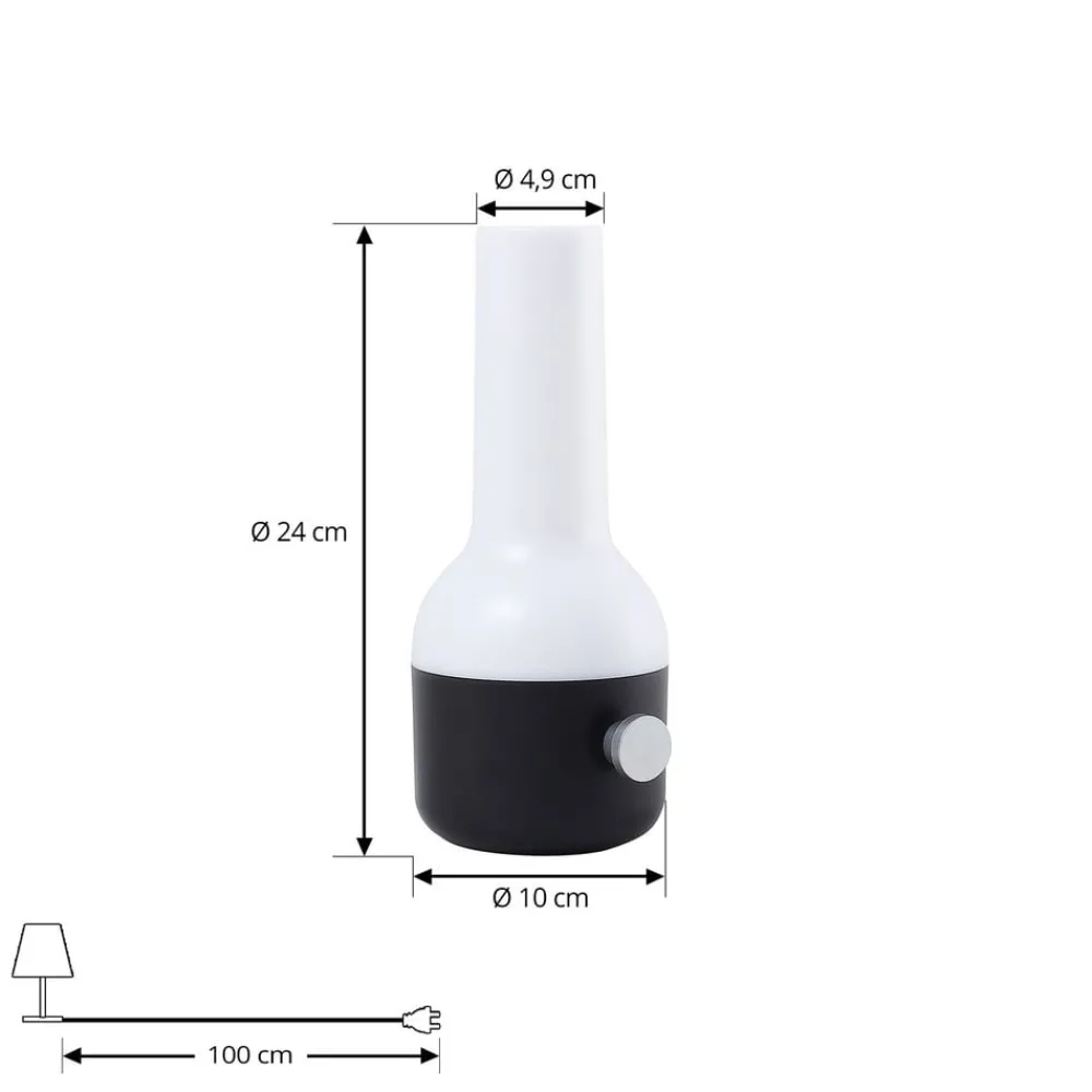 Lindby Dekorationsbelysning|Terrassebelysning > LED genopladelig udendørs bordlampe Isaline, sort, dæmpbar