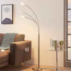 Lindby Pendellamper|Gulvlamper > LED-gulvlampe Anea, 168 cm, 3 lyskilder, nikkelfarvet
