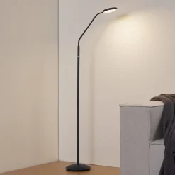 Lindby Gulvlamper|Gulvlamper > LED-gulvlampe Elvyn, sort, justerbar
