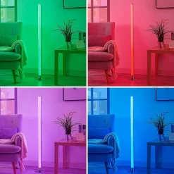 Pendellamper|Gulvlamper ^ Lindby LED-gulvlampe Hadis, RGB, fjernbetjening, hvid, 120 cm