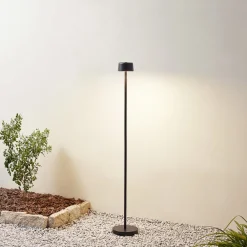 Lindby Terrassebelysning > LED-gulvlampe Isason, sort, aluminium, Ø 11 cm