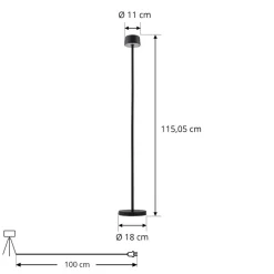 Lindby Terrassebelysning > LED-gulvlampe Isason, sort, aluminium, Ø 11 cm
