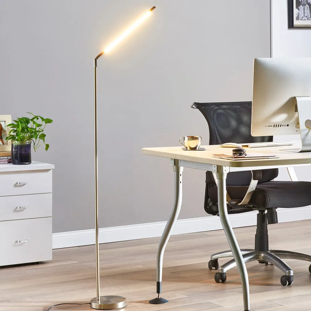 Lindby Gulvlamper > LED-gulvlampe Jabbo, 163 cm, nikkel, metal