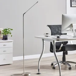 Lindby Gulvlamper > LED-gulvlampe Jabbo, 163 cm, nikkel, metal