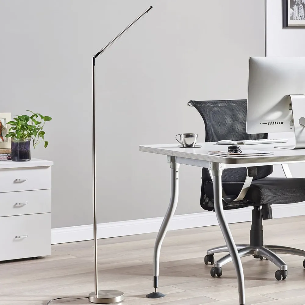 Lindby Gulvlamper > LED-gulvlampe Jabbo, 163 cm, nikkel, metal