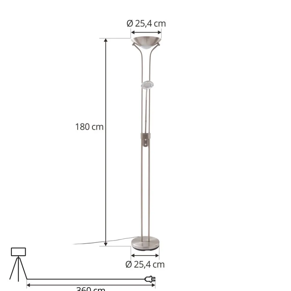 Gang|Pendellamper ^ Lindby LED-gulvlampe Josefin, nikkel, læselampe, dæmpbar