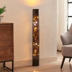 Lindby Gang|Gulvlamper > LED-gulvlampe Lengla, sort/guld, metal, 104 cm